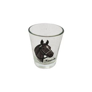 Vintage Collectible Kentucky Souvenier Shot Glass Featuring Gray Thoroughbred Ho